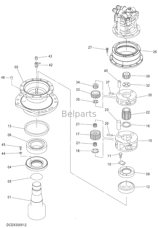 Riduzione Assy For Hitachi dell'oscillazione di Machine Swing Gearbox ZX470LC-5G 9300512 dell'escavatore