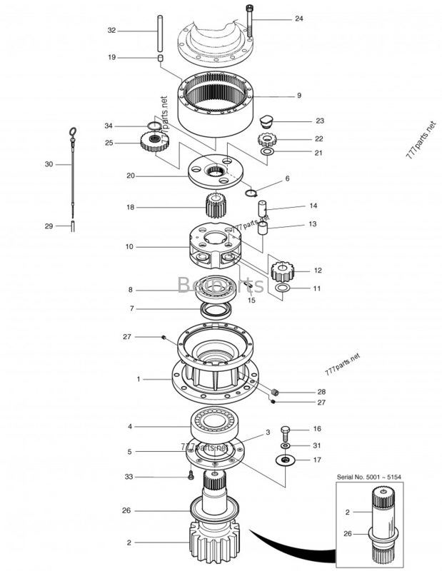 Cambio dell'oscillazione di riduzione 130426-00005A del cambio dell'oscillazione dell'escavatore DX480 DX520 della macchina per movimento della terra