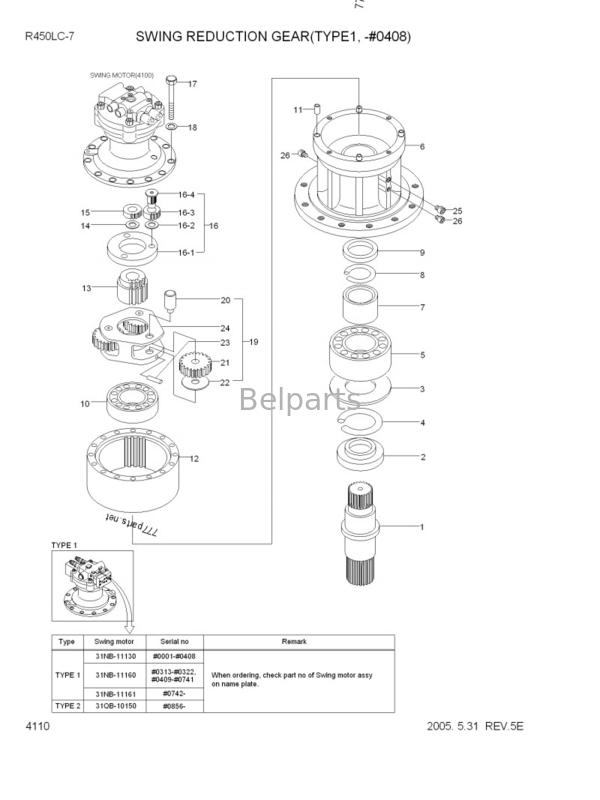 Albero a gomito JO5C sopportante principale H07CT J08C del motore delle componenti del motore MP1104K del macchinario