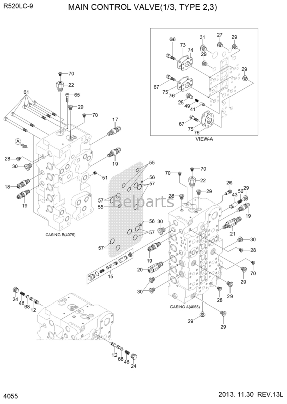 R520-9 escavatore Hydraulic Control Valve per la valvola di regolazione della conduttura di Hyundai 31QUARTERBACK-17100