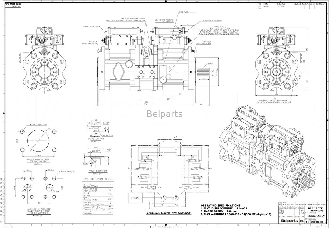 Pompa idraulica di Main Pump Pc 200-7 200-6 Pc160 708-2L-00300 708-2L-00790 dell'escavatore di Pc200 Pc200 7 Belparts per KOMATSU