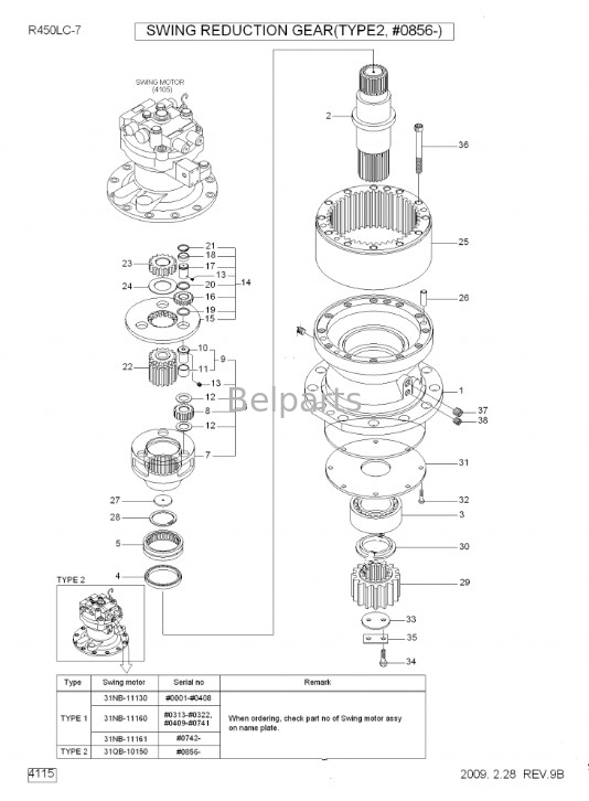 Assy 31QUARTERBACK-10140 di riduzione di Swing Gearbox Swing dell'escavatore di R450-7 R450LC-7 per Hyundai