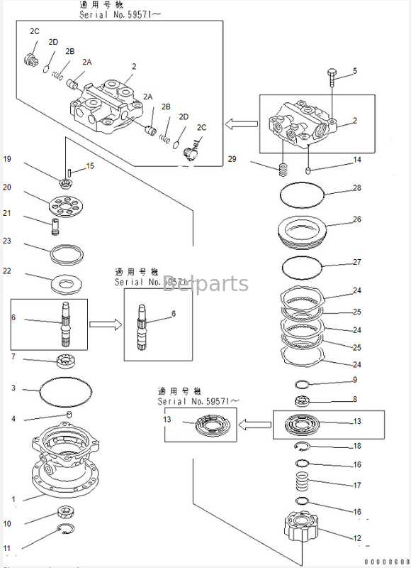 Seconda mano del Assy 708-7T-00470 del motore dell'oscillazione Pc60-7 di Slewing Motor Pc 40 dell'escavatore