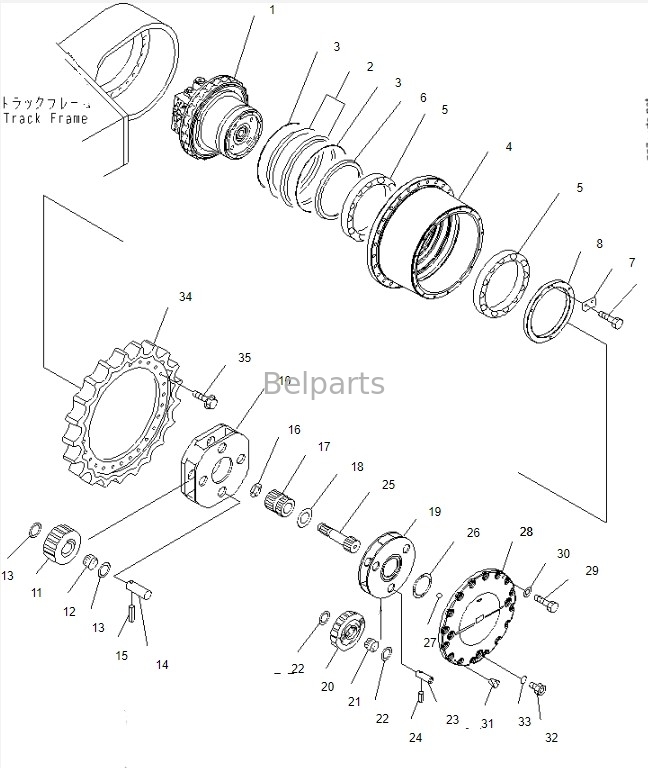 Belparts Excavator Travel Motor Assy per Komatsu PC450-8 Final Drive Assy 208-27-00243 208-27-00243 208-27-00312