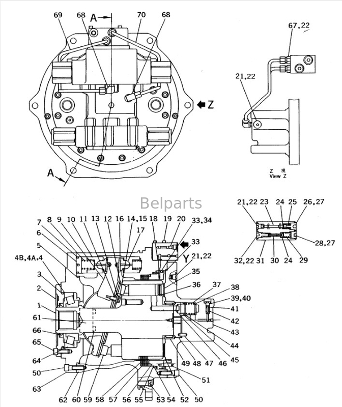 Escavatore motore di viaggio Assy per Komatsu PC650-7 Final Drive Assy 209-60-63502 209-60-63501