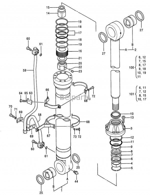 Escavatore EX400-3 EX400LC-3 EX450H-3C EX400-5 EX400LC-5 EX450LC-5 Boom Arm Bucket Cylinder Assy per Hitachi 4310241