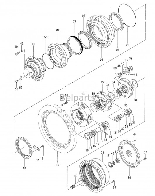 Belparts escavatore motore di viaggio assy per Hitachi ZX470-5G finale assy 9298565 9251680 9263595