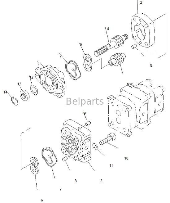 PC50MR-2 9086 Belparts Excavator Pompa principale per pompa idraulica Komatsu 708-3S-00461 705-41-08090