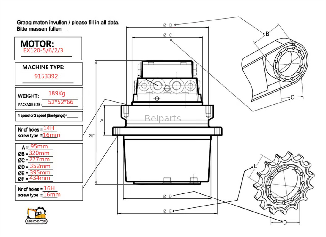 Parti di ricambio per escavatori EX120-5 EX120-6 EX120-2 EX120-3 Final Drive per 9150030 Hitachi