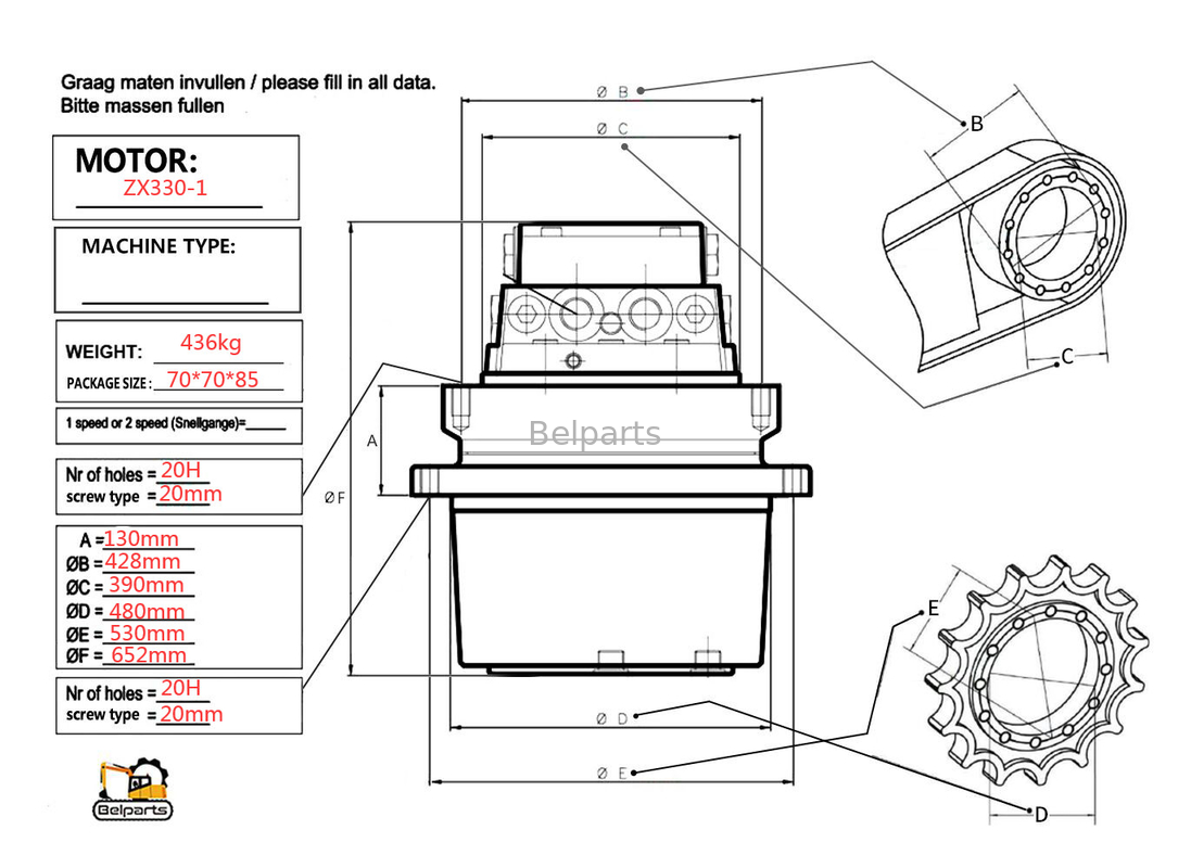 Parti di cintura U15-3 KX41.2 KX41.2V KX36.3 K008 Escavatore Motore idraulico Kubota15 SK1.5 Per TM01