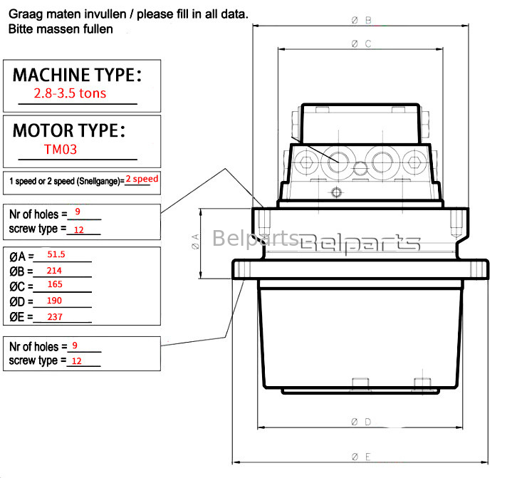 TM03 Parti per escavatori MAG18VP-230 MAG18VP-350 Yanmar B22 B25V B37V B27 VIO30 Final Drive