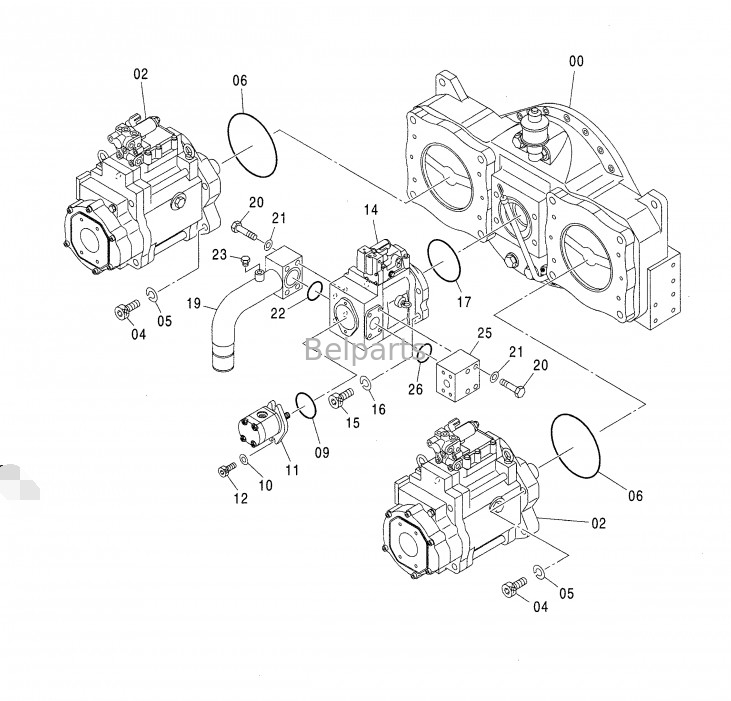 Hitachi Excavator ZX850-3 ZX650-3 4635645 Pompa idraulica Assy per K3V280