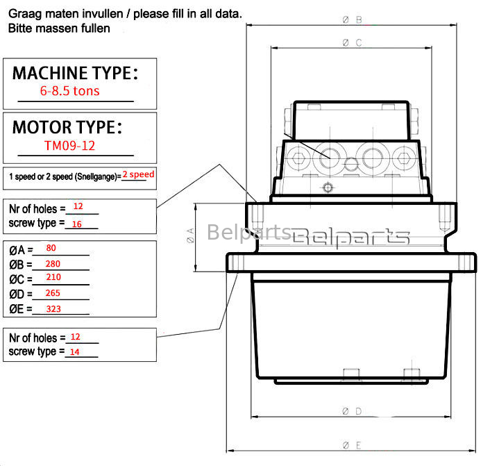Belparts escavatore DH290LC-V riduttore di rotazione 2101-1025G 2101-1025E 2101-1025H Doosan escavatore cambio rotazione
