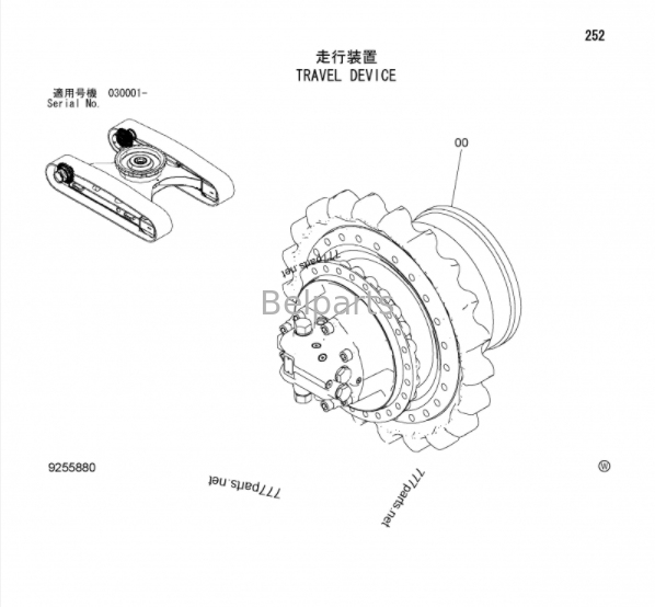 ZX270-3 ZX270LC-3 ZX280-3 ZX280LC-3 Riduttore di Traslazione per Escavatore Hitachi Ricambi 9255880 9256990 Riduttore di Marcia