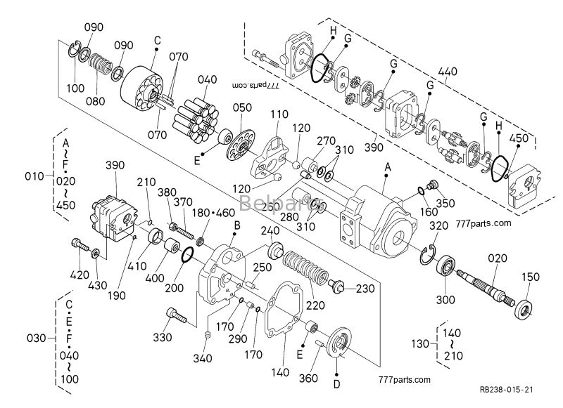 Pompa idraulica Kubota U17-3 KX41-3 KX018-4 Mini Escavatore Parti PVD-00B-15P-5G3-4982A Pompa a pistoni principale RB238-61112	RB238-61110 RG138-61110 RG138-61114 RG138-61113