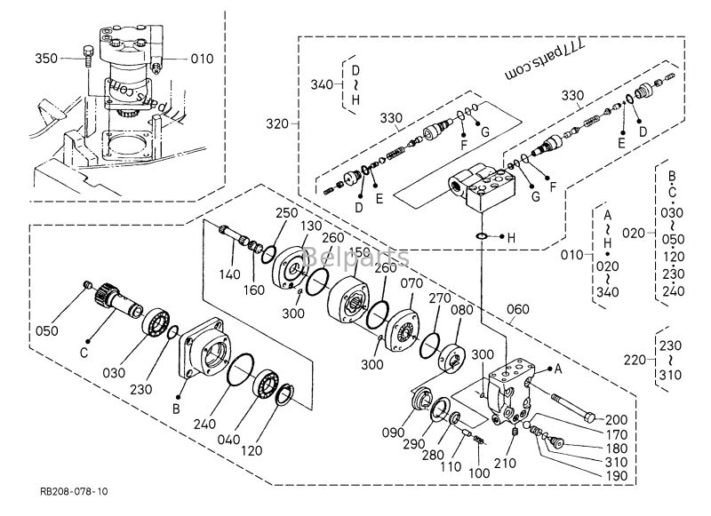 Motore oscillante per KX41-2 KX41-2S KX41-3 KUBOTA Parti mini escavatore Motore a leva riduttore Assy RB101-61282 RB101-69302 RB238-61280