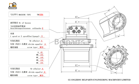 Motore idraulico per escavatore MAG18VP-230 kubota20 B17.2 B19 B18EX VIO25 VIO30 VIO20.2 per TM02B